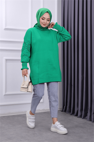 Kolu Ponponlu Tunik Yeşil
