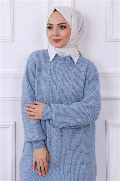 Kolu Saç Örgülü Tunik 