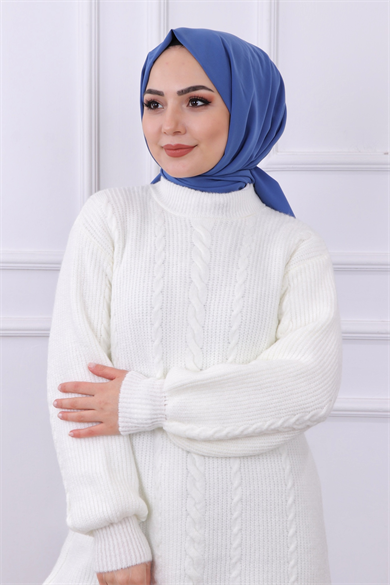Kolu Saç Örgülü Tunik Beyaz