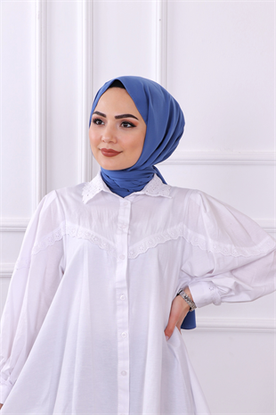 Kolu Ve Yakası Dantelli Tunik Beyaz