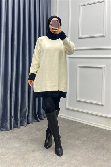 Kolu Ve Yakası Peluş Tunik 