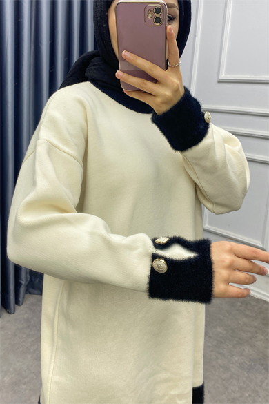 Kolu Ve Yakası Peluş Tunik 