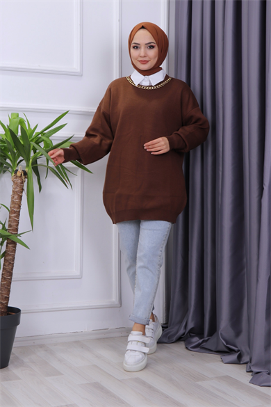 Kolyeli Tunik Acı Kahve