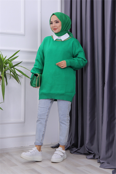 Kolyeli Tunik Yeşil