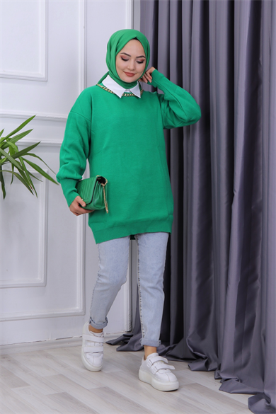 Kolyeli Tunik Yeşil