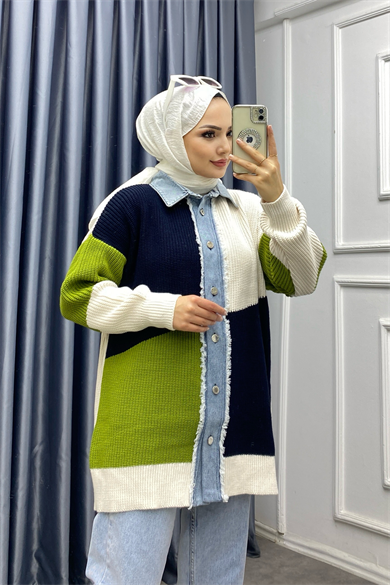 Kot Detaylı Triko Hırka 