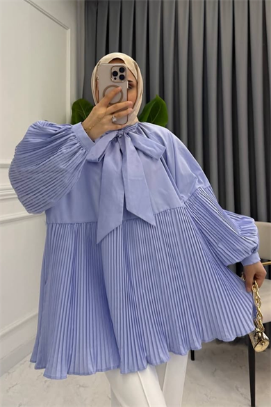 Kras Bağlama Detaylı Gömlek Bebe Mavisi 