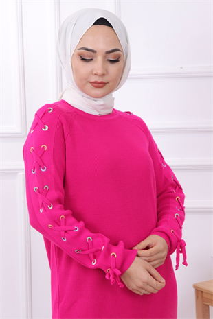 Kuş Gözlü Tunik Fuşya