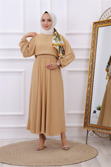 Kuşaklı Elbise Krem