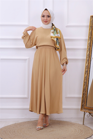 Kuşaklı Elbise Krem