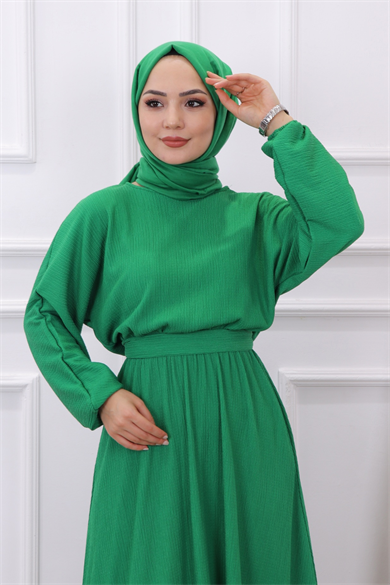 Kuşaklı Elbise Yeşil