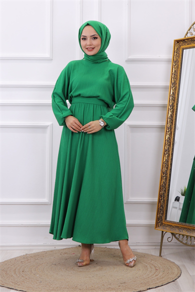 Kuşaklı Elbise Yeşil