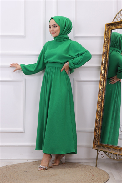 Kuşaklı Elbise Yeşil