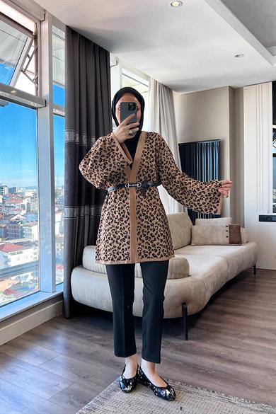 Leopar Desen Hırka 