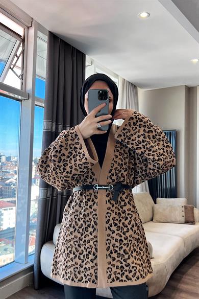 Leopar Desen Hırka 