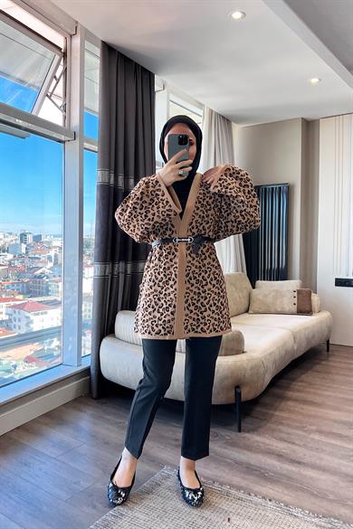 Leopar Desen Hırka 