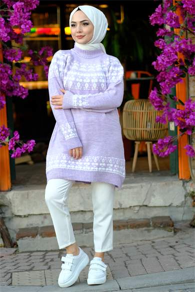 Lila Desenli Tunik