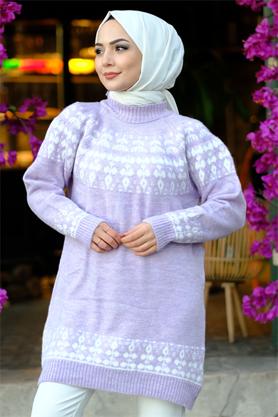Lila Desenli Tunik