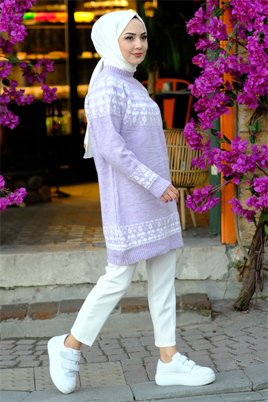 Lila Desenli Tunik