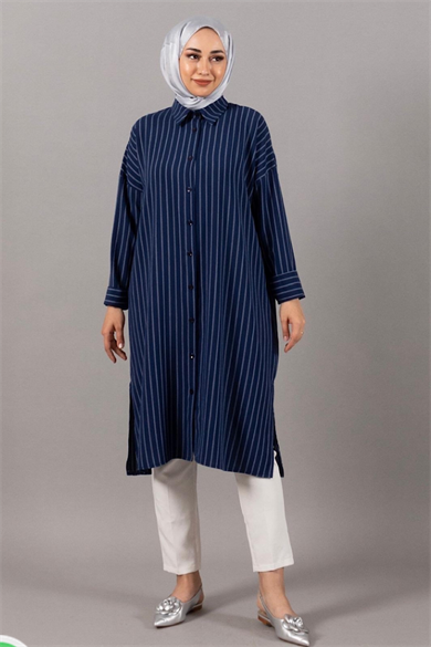 Linda Çizgili Tunik Lacivert
