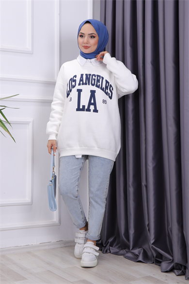 Los Angeles Üç İplik Sweat  Beyaz