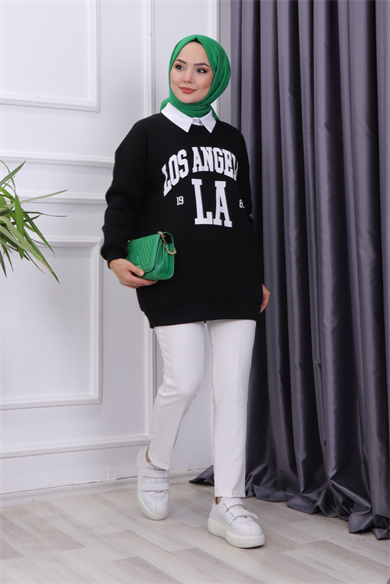 Los Angeles Üç İplik Sweat Siyah
