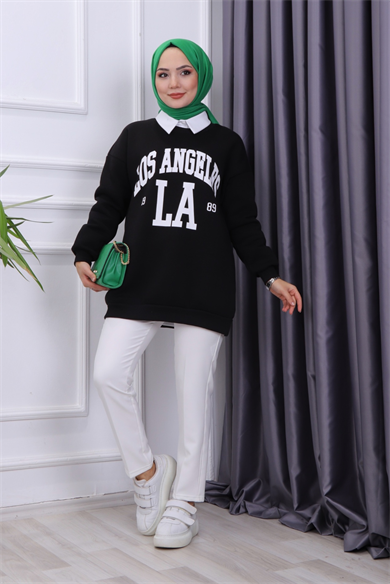 Los Angeles Üç İplik Sweat Siyah