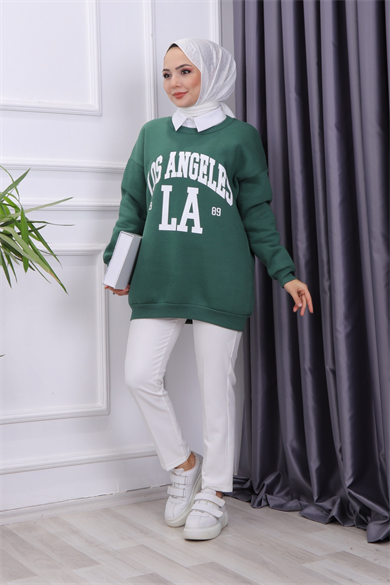 Los Angeles Üç İplik Sweat Yeşil