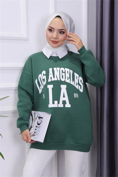 Los Angeles Üç İplik Sweat Yeşil