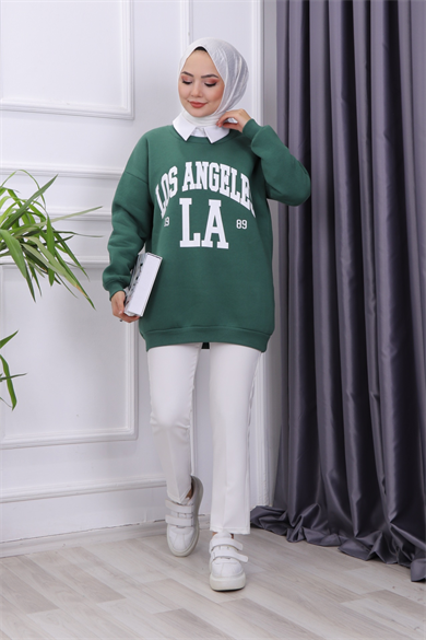 Los Angeles Üç İplik Sweat Yeşil