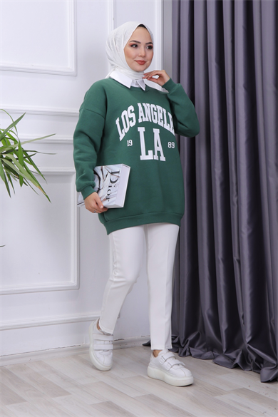 Los Angeles Üç İplik Sweat Yeşil