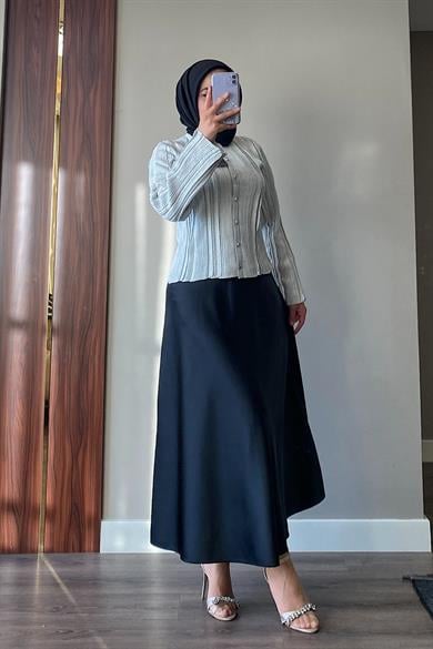 Merserize Simli Hırka Gri