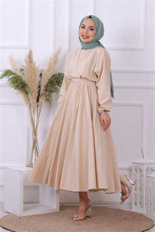 Mevlana Model Kemerli Elbise Taş