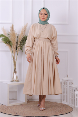 Mevlana Model Kemerli Elbise Taş