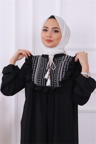 Nakışlı Tunik Siyah