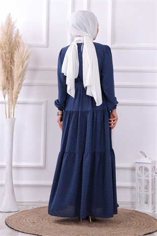 Olv- Ponponlu Elbise İndigo