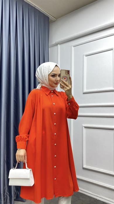 Omuzları Taşlı Tunik Turuncu 