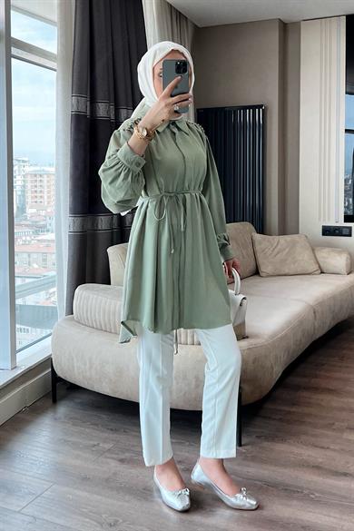 Omuzları Taşlı Tunik Yeşil 