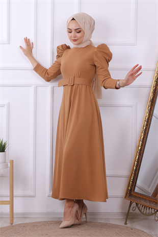 Omuzu Detaylı Elbise 