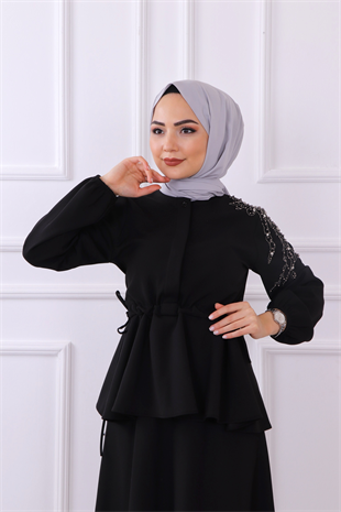 Omuzu Taşlı Takım Siyah