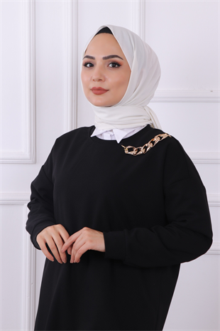 Omuzu Zincir Detaylı Takım Siyah