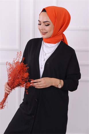 Önden Düğmeli Hırka Siyah