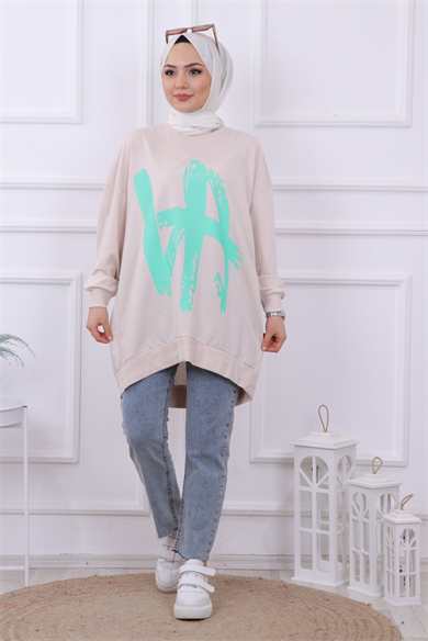 Önü Baskılı Sweat Taş