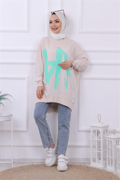 Önü Baskılı Sweat Taş
