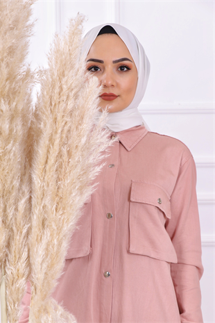 Önü Cepli İkili Takım Pembe