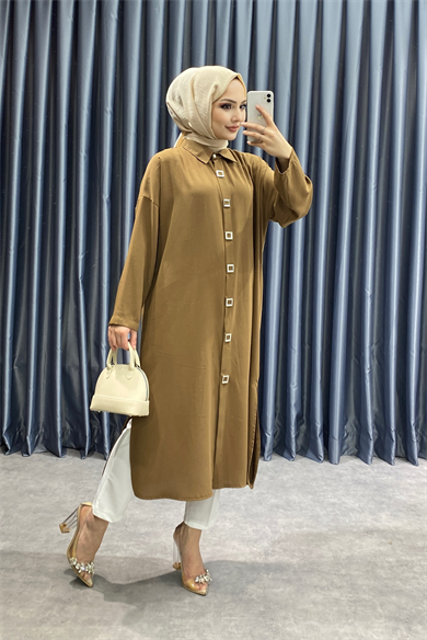 Önü Çıtçıt Detay Tunik Taba