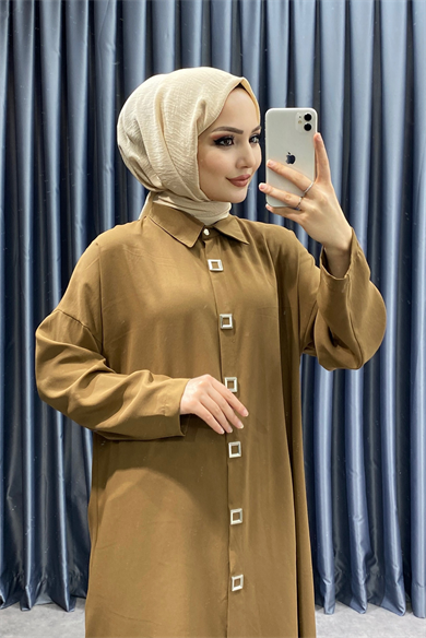 Önü Çıtçıt Detay Tunik Taba
