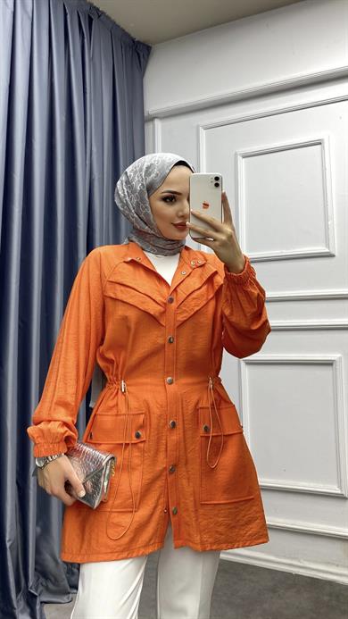 Önü Çıtçıtlı Yanları Bağcıklı Kap Turuncu 