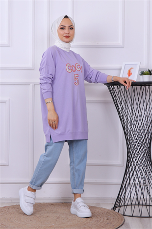 Önü Coco Yazılı Sweat Lila