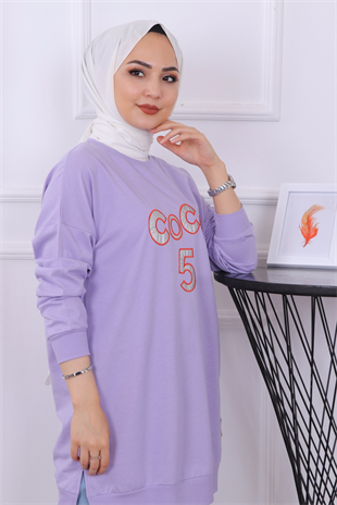 Önü Coco Yazılı Sweat Lila